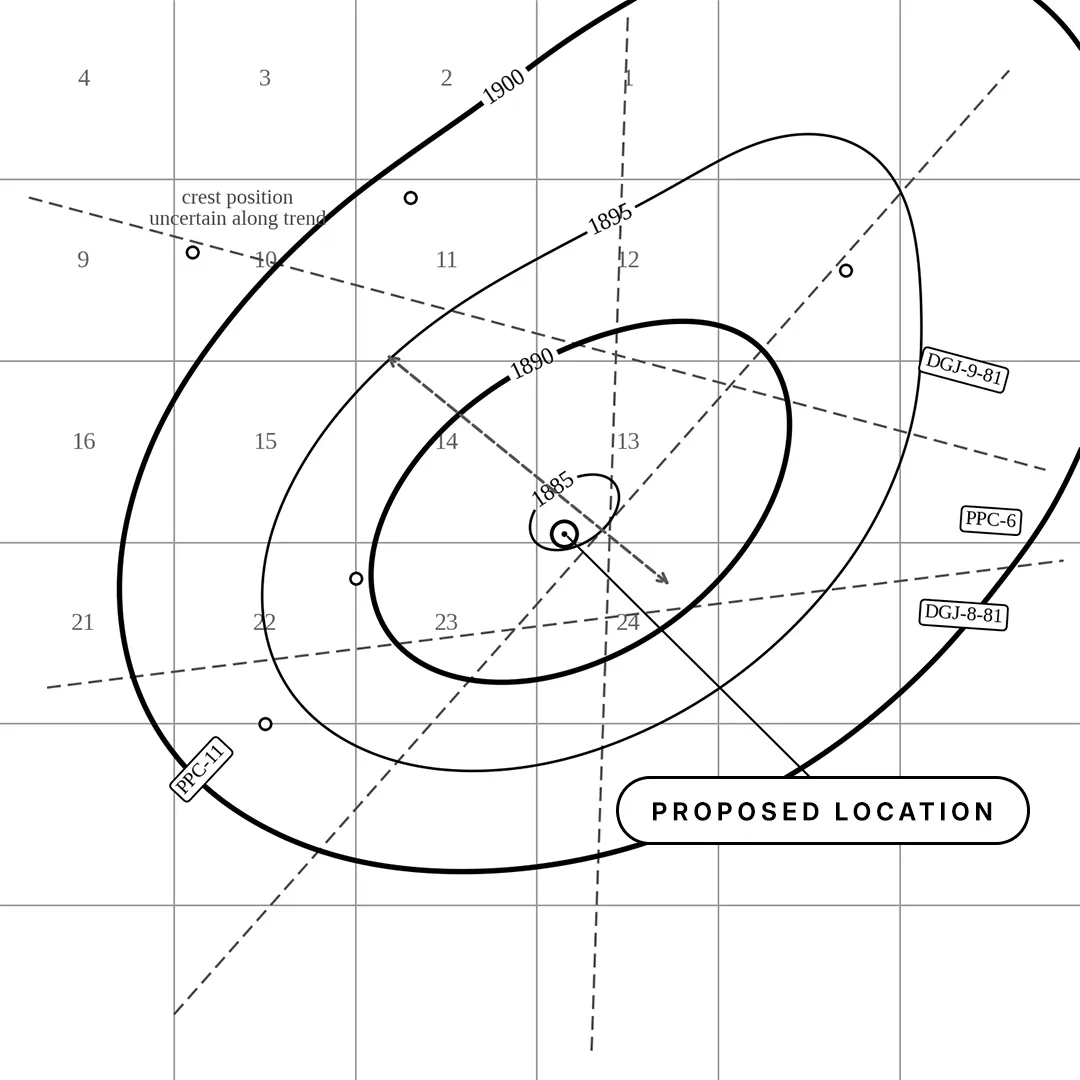 Clara Prospect — 2D geological contour map